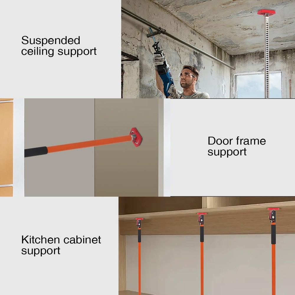 Adjustable Telescopic Support Rod Third Hand Pole Drywall Cabinet Jack 35-154"