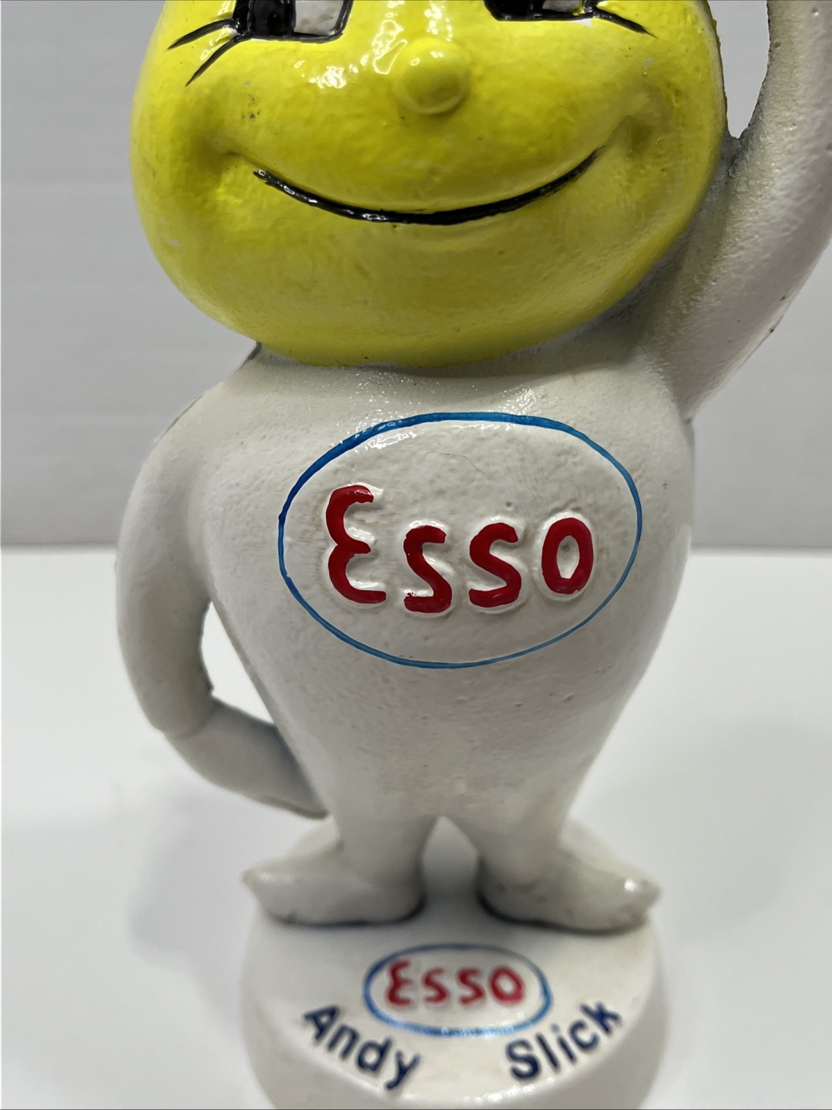 Vintage Esso Oil Andy Slick Cast Iron Coin Bank Original Paint