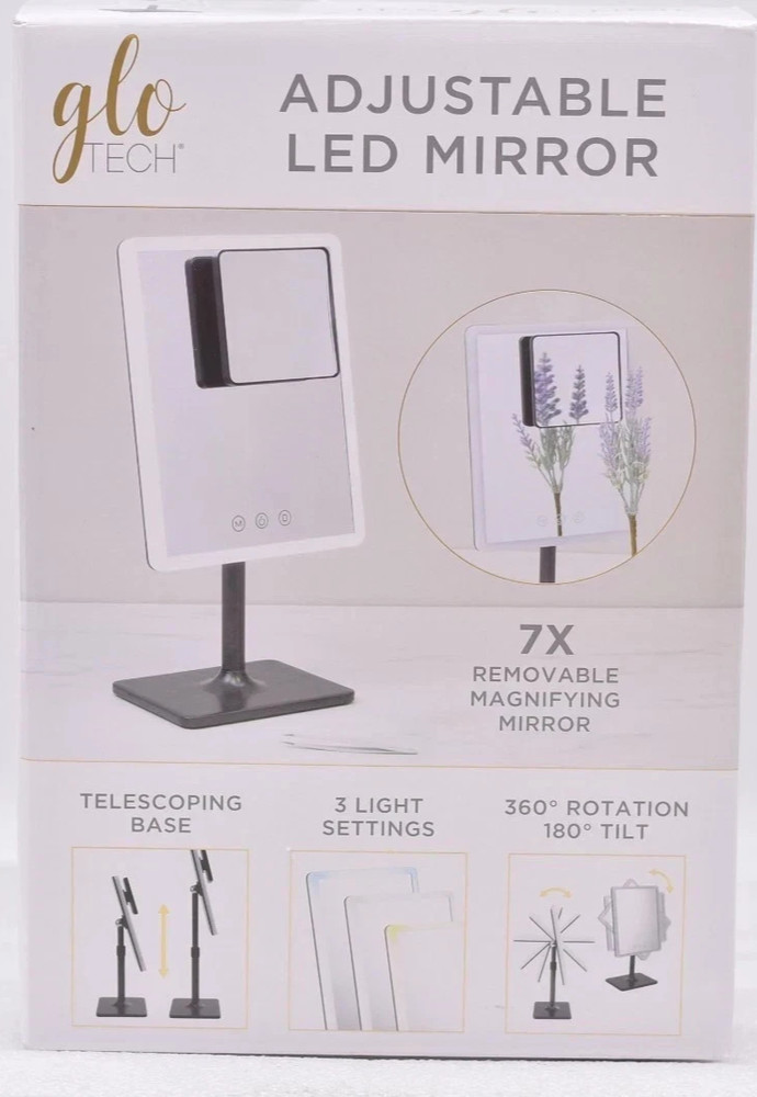 GloTech Adjustable Calypso LED Mirror White - New Open Box