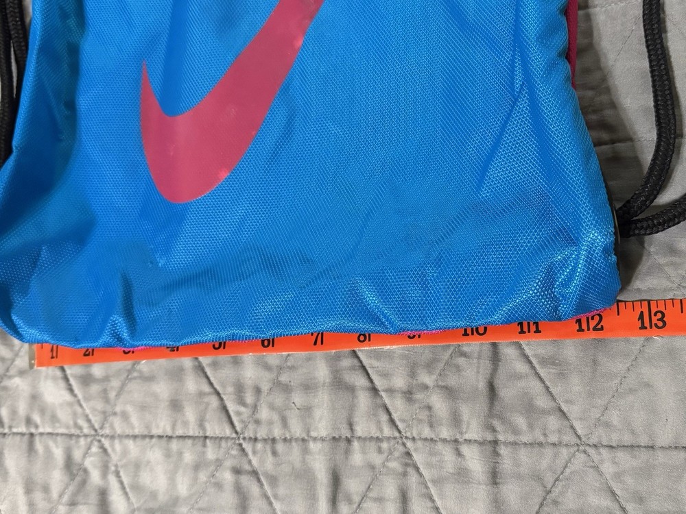 Nike Drawstring Backpack Pink “just Do It” Blue “Logo” Lightweight