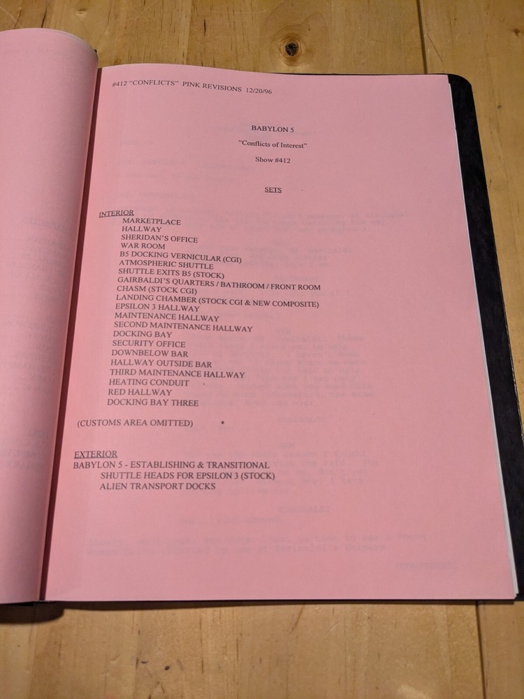 Babylon 5 Original Production Script ~ Conflicts of Interest