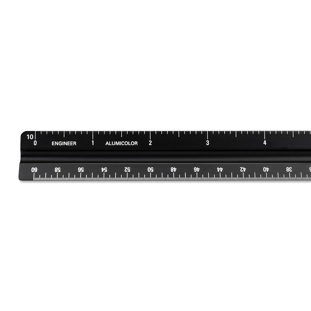 Alumicolor Aluminum Engineer Solid Drafting Scale, 12IN, Black 12 Inch