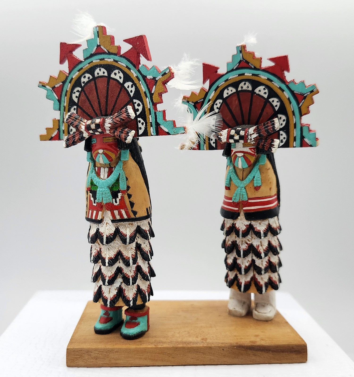 Vtg Wood Native American Hopi Salako Taka & Mana Kachina Figures M. Poseyesva Jr