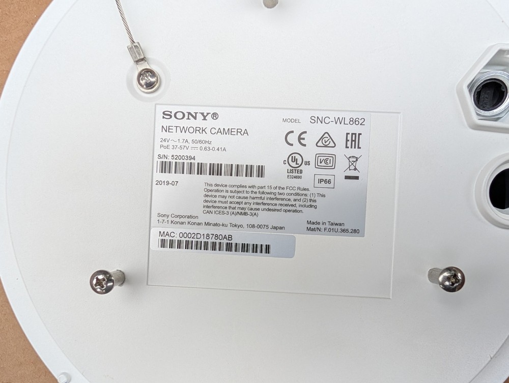 Sony SNC-WL862 20MP 4-Sensor IP Dome Camera – 360° Multi-Sensor – PoE – Tested