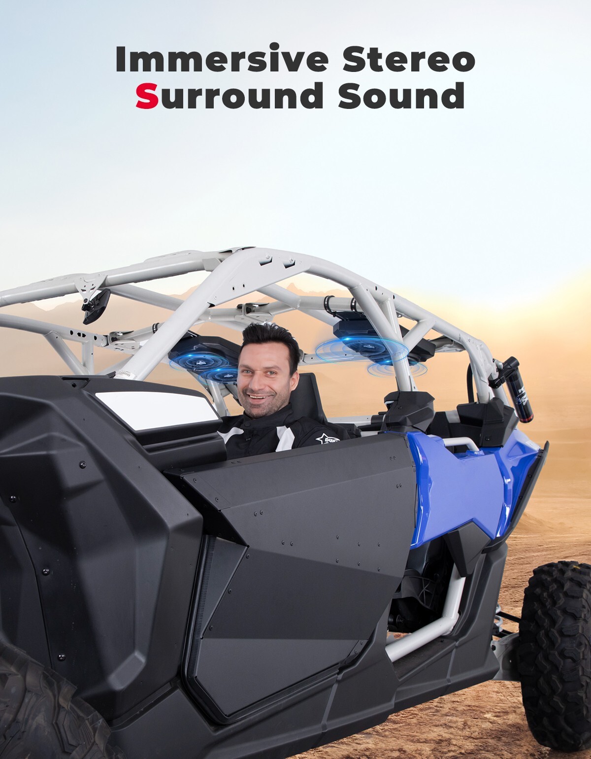 Bluetooth 6.5" 4 Speaker Overhead Stereo UTV Golf Cart Audio Sound Bar System