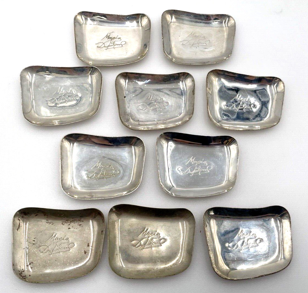 Set of 10 Turkish Silverplate Trinket Trays Nut Dishes or Ashtrays