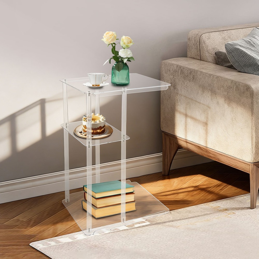 Clear Acrylic Side Table, Entryway Table, C Shaped End Table Minimalist Style