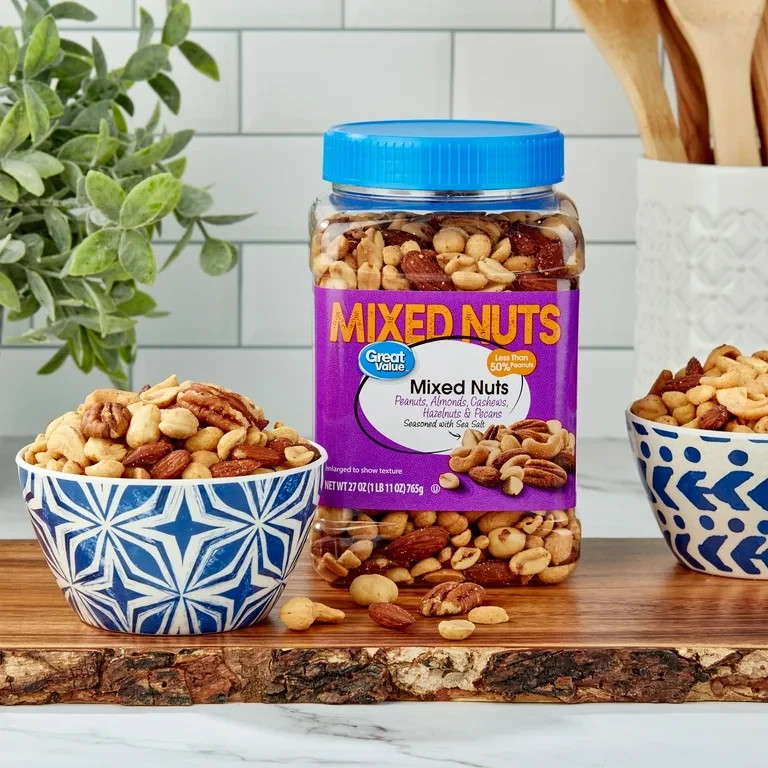 Great Value Mixed Nuts with Peanuts, 27 oz