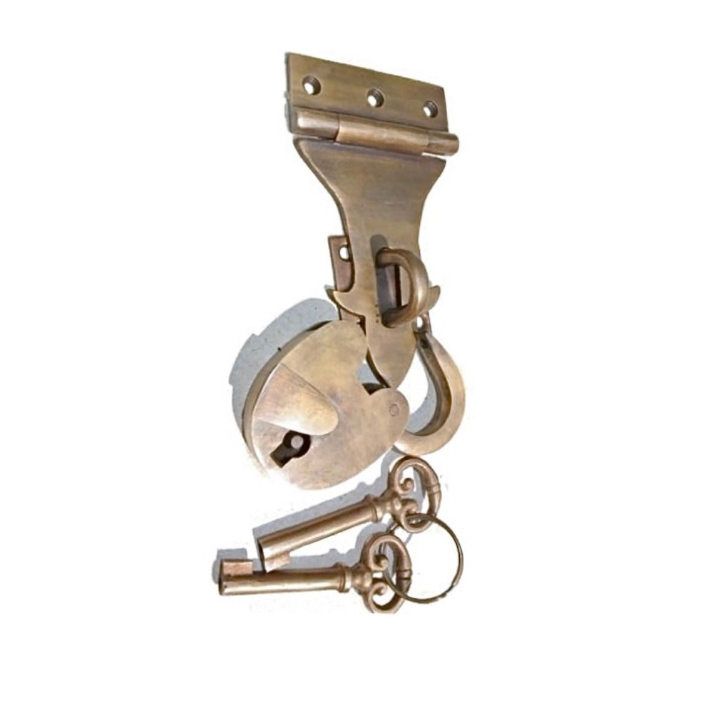 HASP & STAPLE box door cupboard Padlock solid brass 2 keys padlock BOX chest