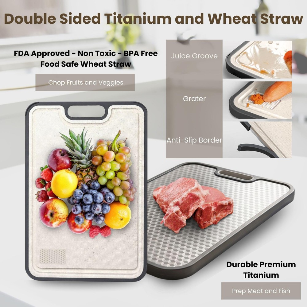 Titanium Cutting Board | Scratch Reduction Mesh | DoubleSided Pure Titanium a...