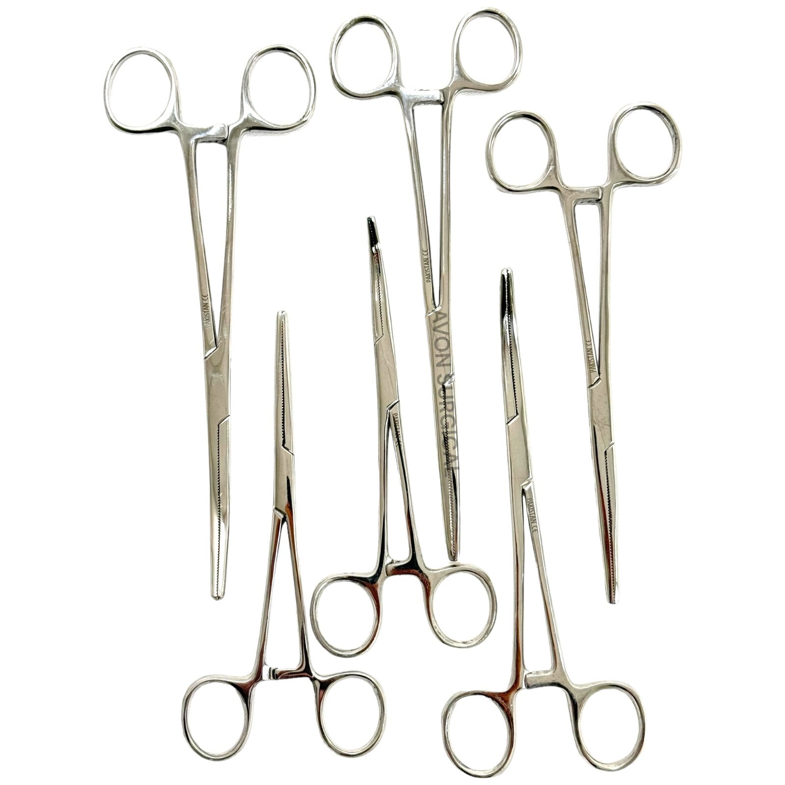 6 Count - Straight and Curved Hemostat Forceps 6.25" + 7.25" + 8" Ratcheting