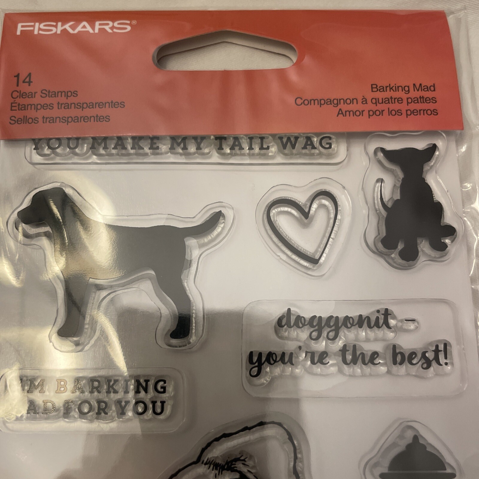 Dog Clear Acrylic Stamp Set by Fiskars Barking Mad NEW! 146910-1001
