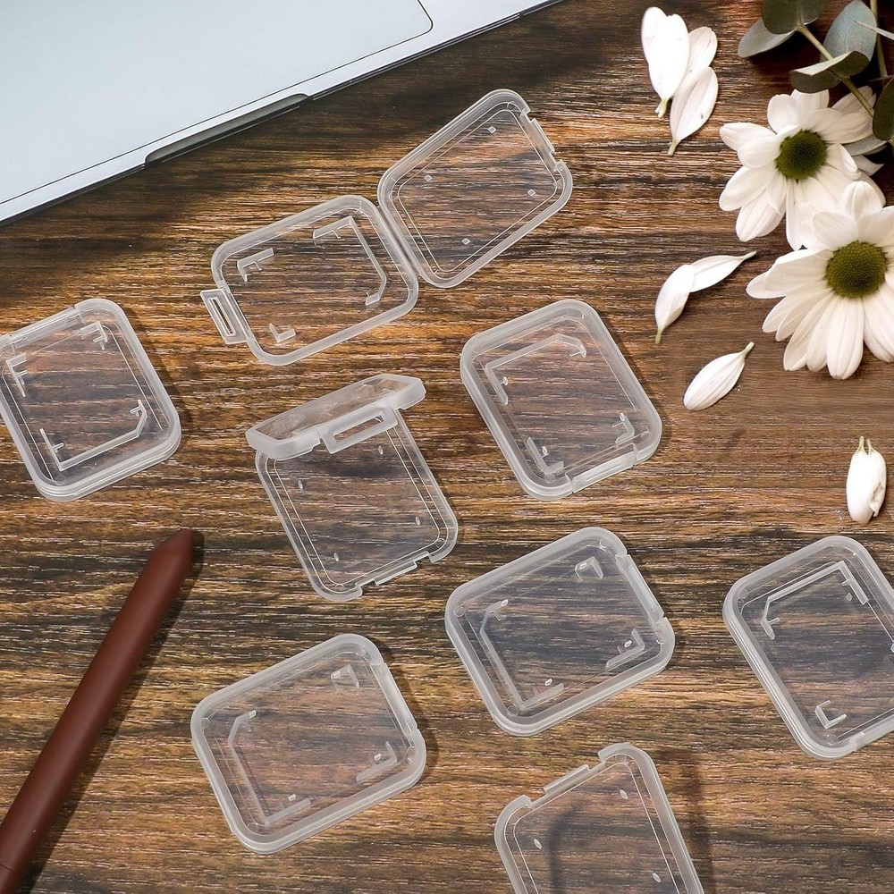 15PCS SD SDHC Memory Card Case Holder Plastic Storage Box Clear Compact Protect
