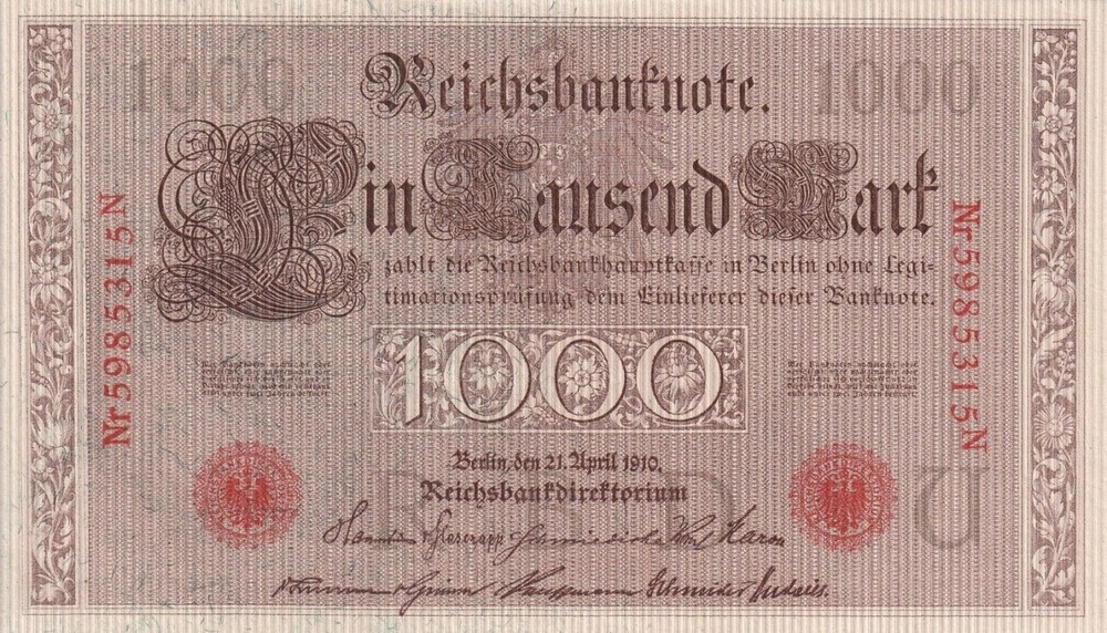 Germany 1000 Mark 1910 P 44b(2) UNC