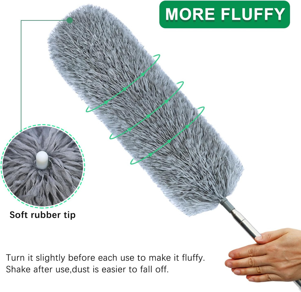 100 Extendable Microfiber Feather Duster, Telescoping Pole for High Ceiling Clea