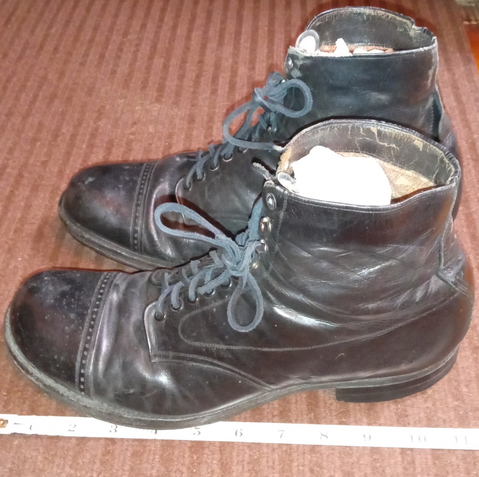 Span Am Indian Wars US Boots Black Leather 11" Long Goodrich Heels Volunteers