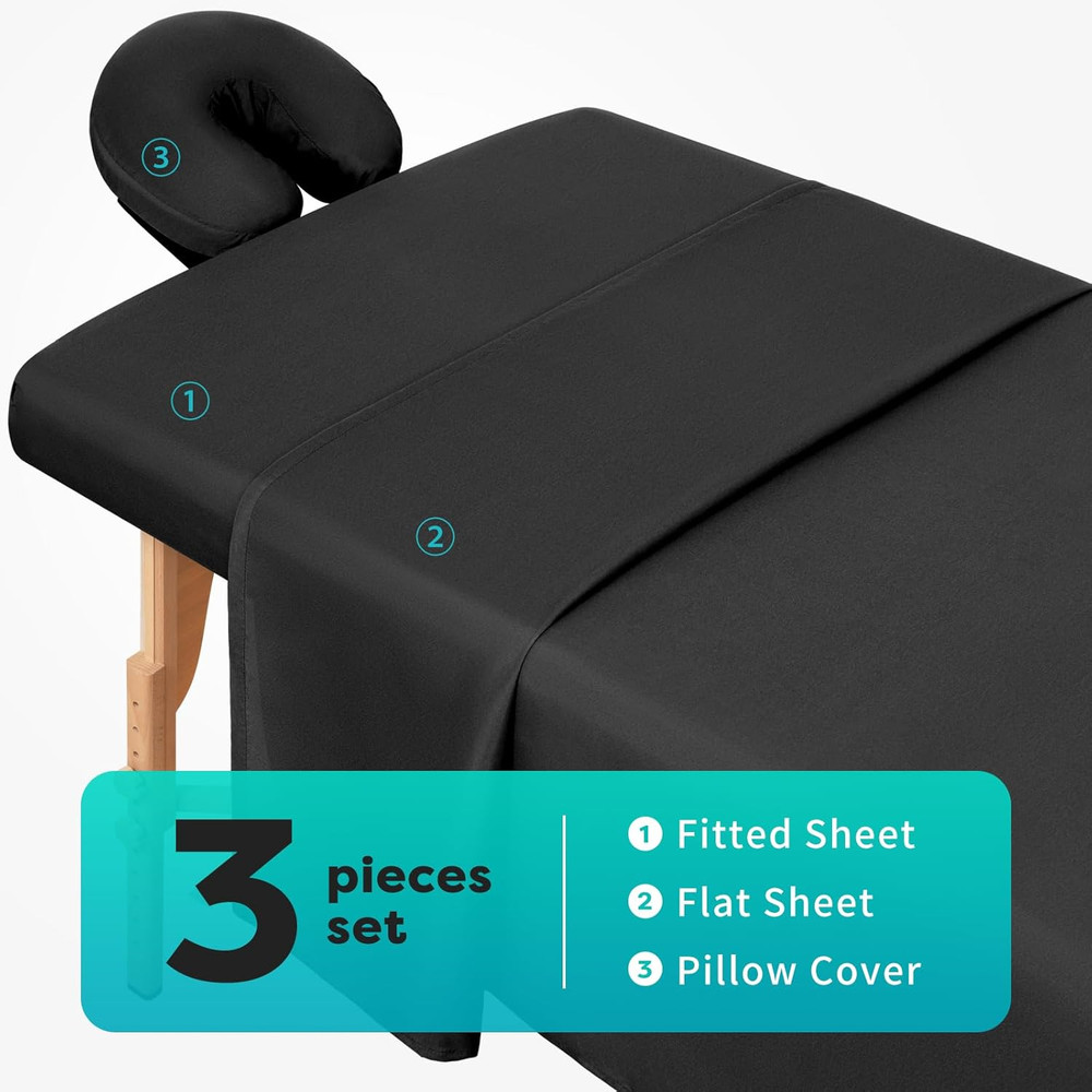 Massage Table Sheets Sets, 3 Pcs Professional Microfiber Massage Bed Cover Sheet