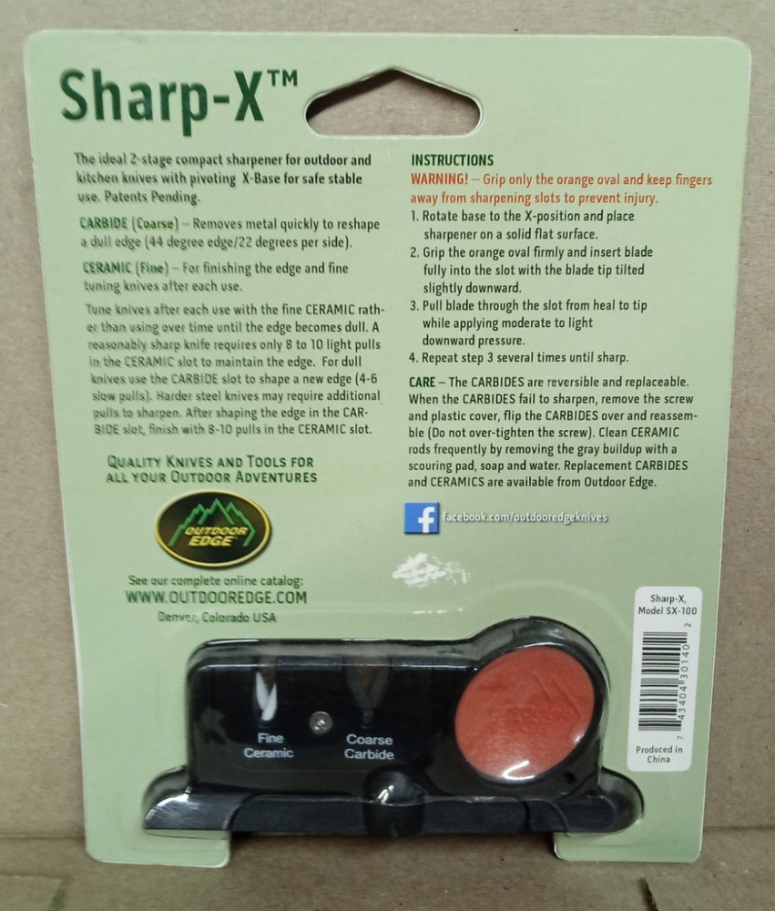 Outdoor Edge Sharp-X Pivoting X-Based Ceramic/Carbide Sharpener (SW79)