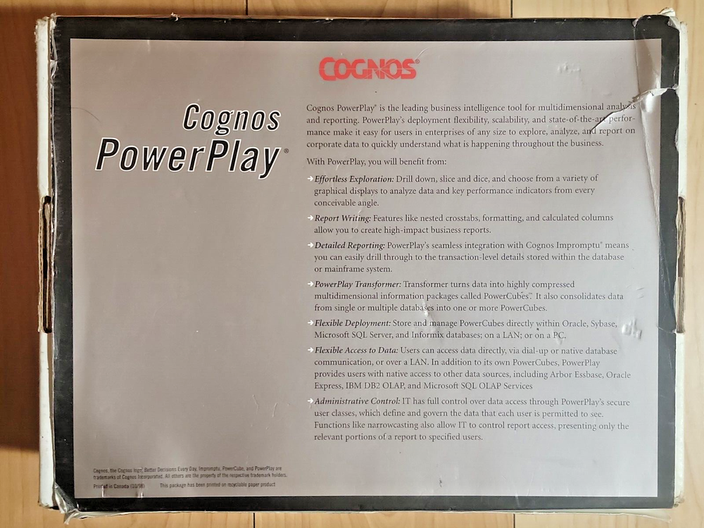 Cognos PowerPlay 6.0 Analytic Data Visualization Manual CD IBM Software NEW READ