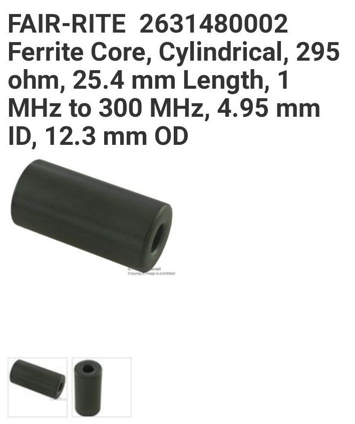 Fair-Rite 2631480002 Ferrite 31 Round Cable Core, Cylindrical (5 Pack)