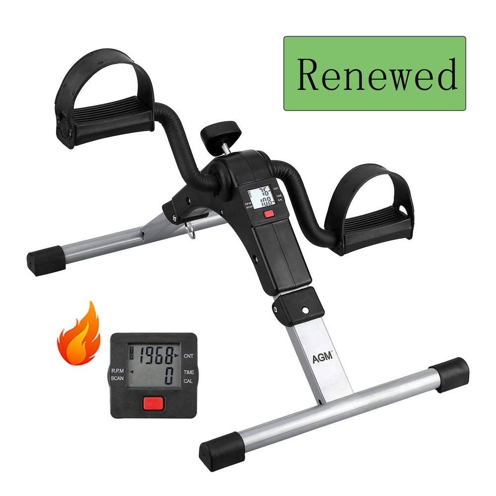 Foldable Pedal Exerciser Mini Arm Leg Exercise Bike with LCD Screen Display