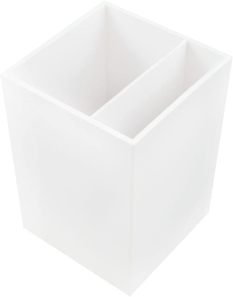 Plastic Pen Holder - White - Desktop Pencil Cup - Sold Individually