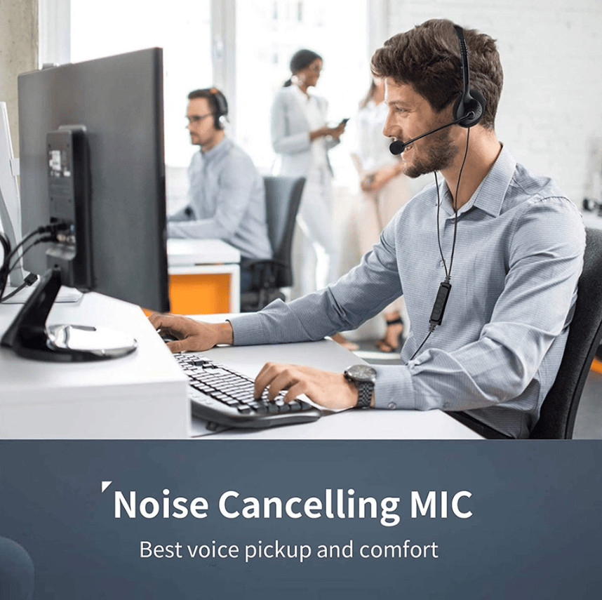 USB Noise Cancelling Headset with Microphone for PC Computer Call Chat