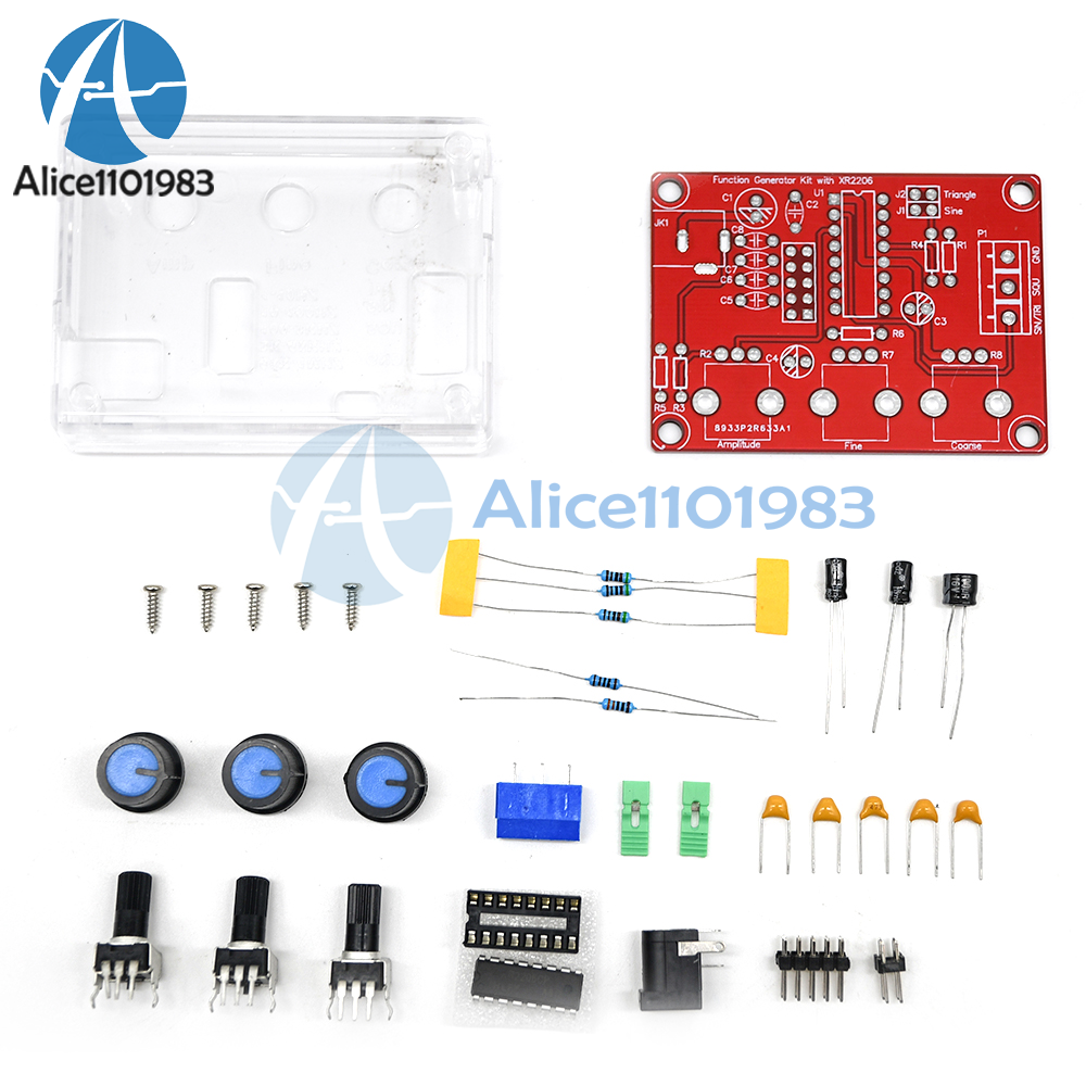 XR2206 Function Generator DIY Kit Sine Triangle Square Output 1HZ-1MHZ +Case