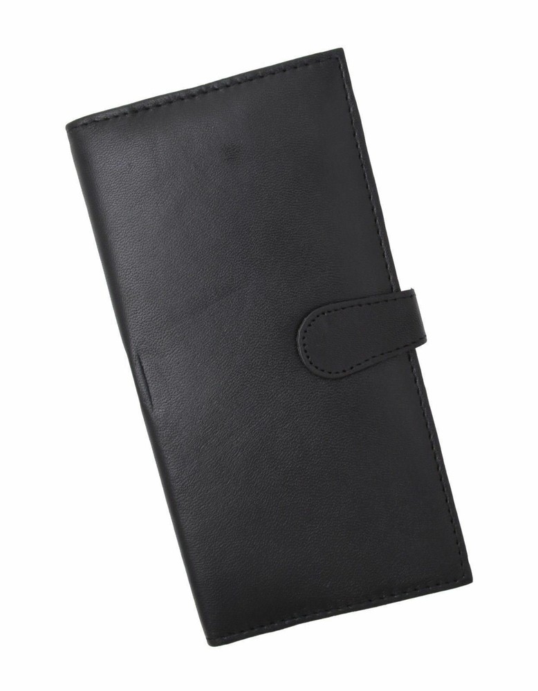 Genuine Leather PLAIN Checkbook Cover Black with Snap Closure NEW!!!