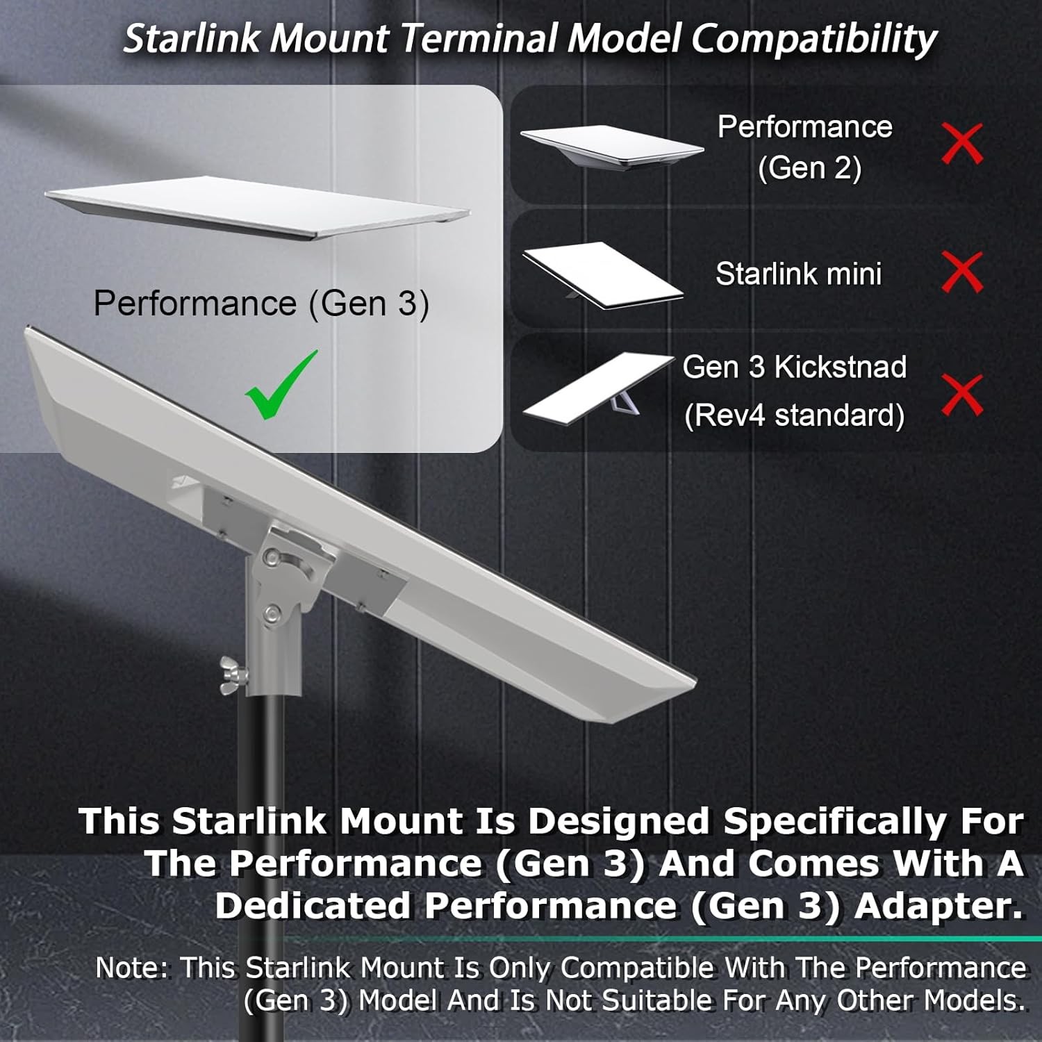 Starlink Performance Gen 3 Mount, Starlink Tripod Mount with Stainless Steel Ada