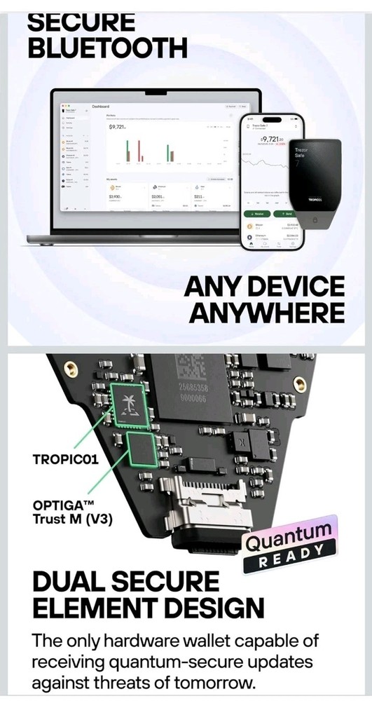 Trezor Safe 7 - Crypto Hardware Wallet with Bluetooth, Color Touchscreen-Green