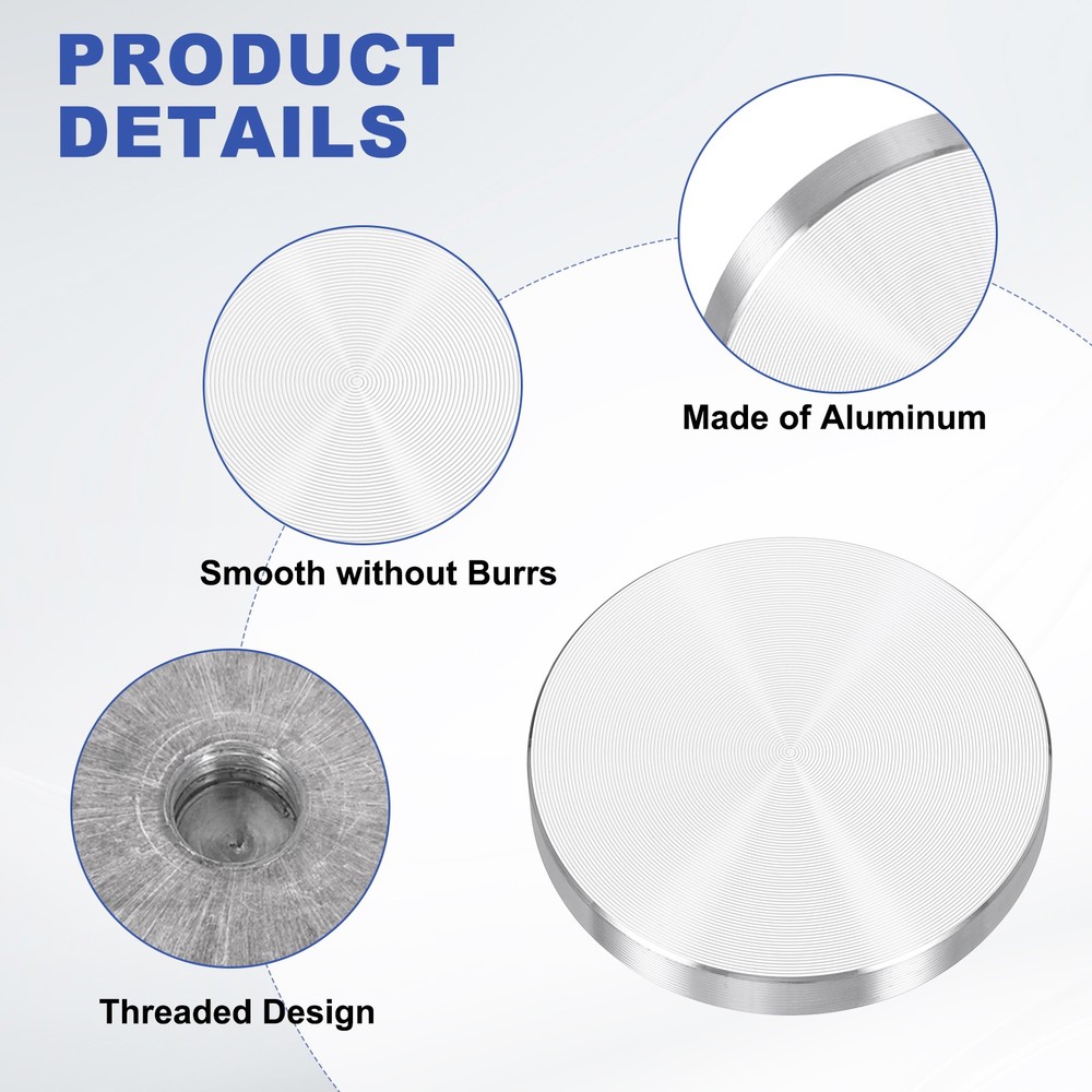 2pcs M10 Thread 50mm Diameter Round Shape Aluminum Disc Hardware, Silver