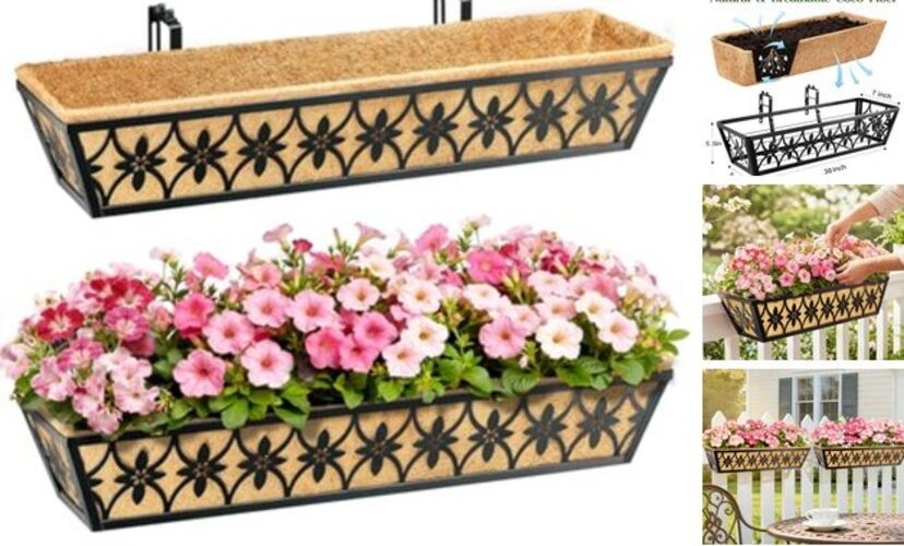 Window Boxes Planters Railing Planter Box - Pack Deck Railing Planter 30 Inch 2