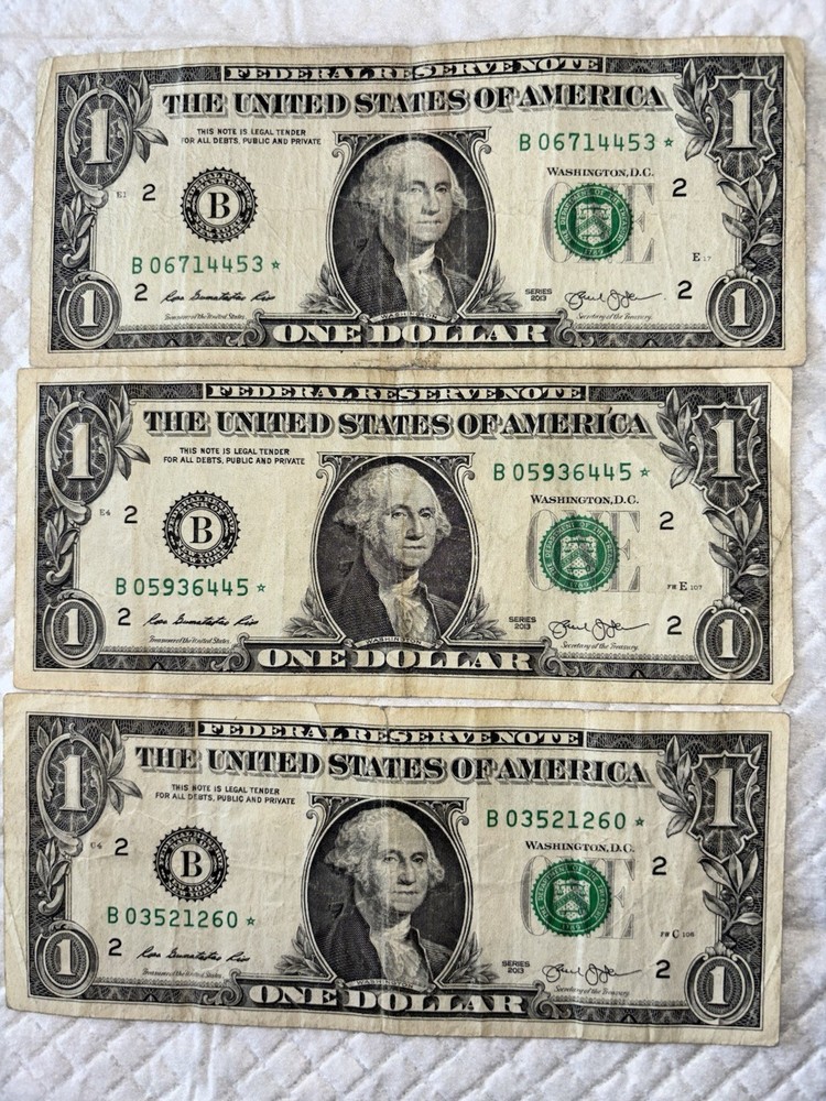 2013B  $1 Dollar Star ☆ note Duplicate Serial Number, FANCY BILL