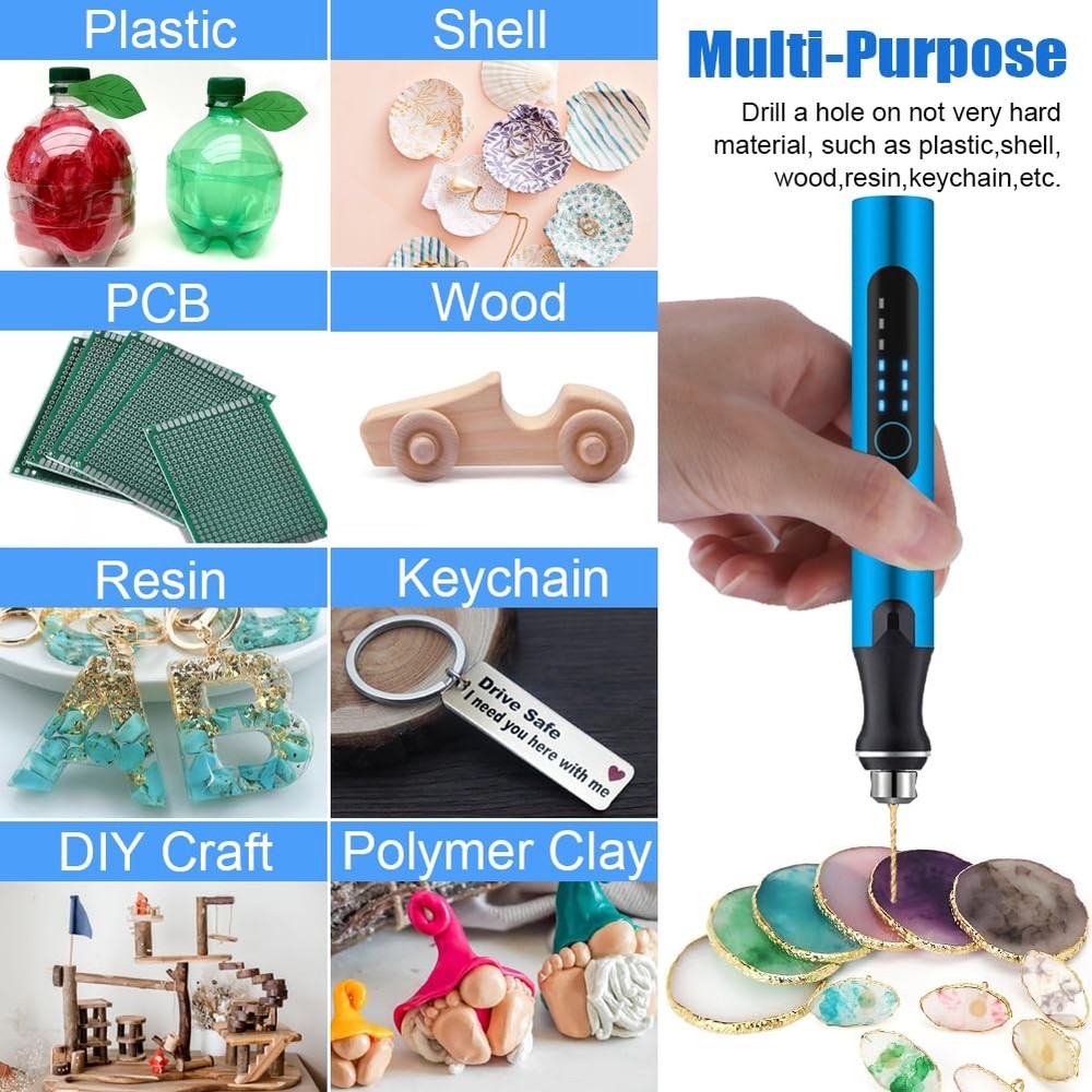 3-Speed Cordless Mini Drill Pen With 8 Small Drill Bits,Rechargeable Electric...