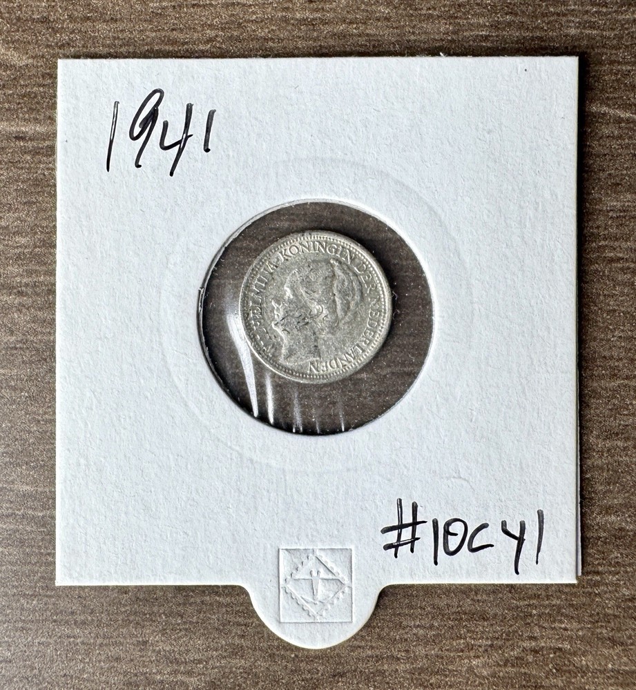 1941 Netherlands 10 Cents Silver