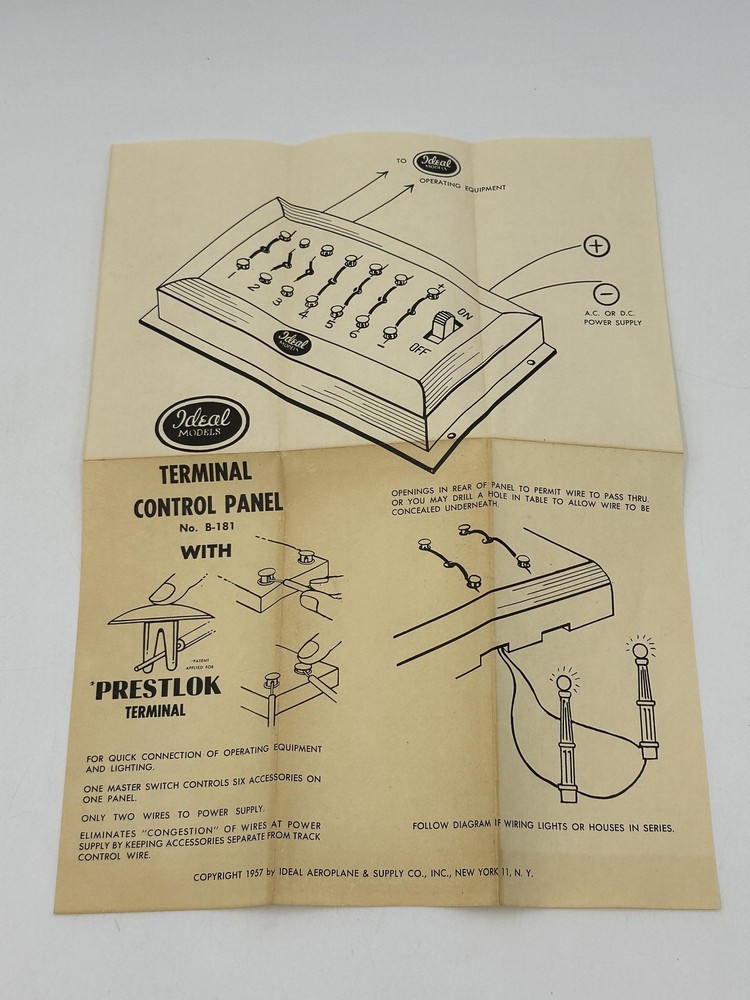 Ideal Models B-181 Terminal Control Panel Prestlok Model Train Accessory Vintage