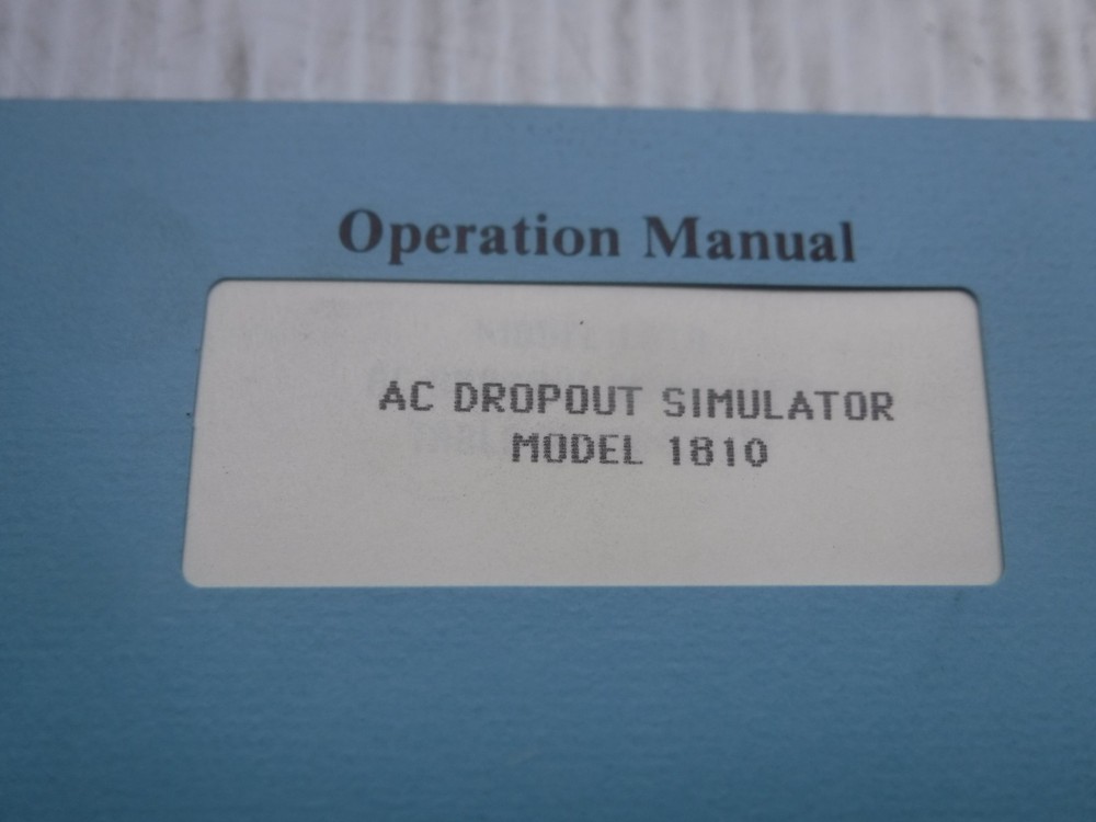 Powertrend Inc Model 1810 AC Dropout Simulator Manual