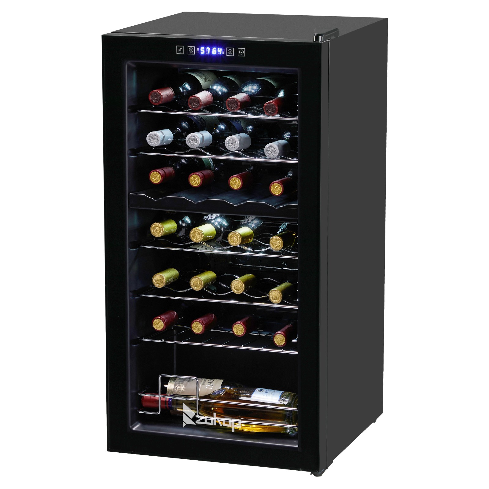 28 Bottle Wine Fridge Freestanding Compressor Wine Cooler Refrigerator, Beverage