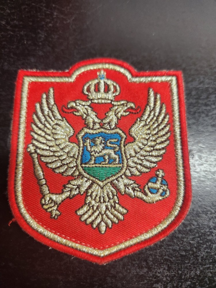 Montenegro Armed Forces Coat of Arms Patch Embroidered Double Eagle Hook & Loop