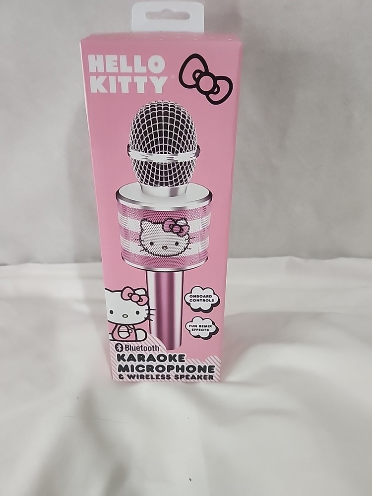 Hello Kitty Bluetooth Karaoke Microphone Wireless Speaker USB Charging Pink NIB