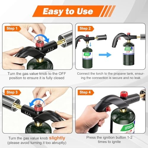 Adjustable Propane Torch with Flame Control for BBQ, Steak, Campfire & Charcoal