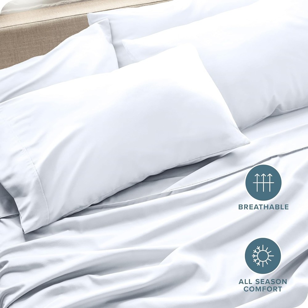Microfiber Pillowcase Set Cooling Pillowcase 4-Piece Set, White)