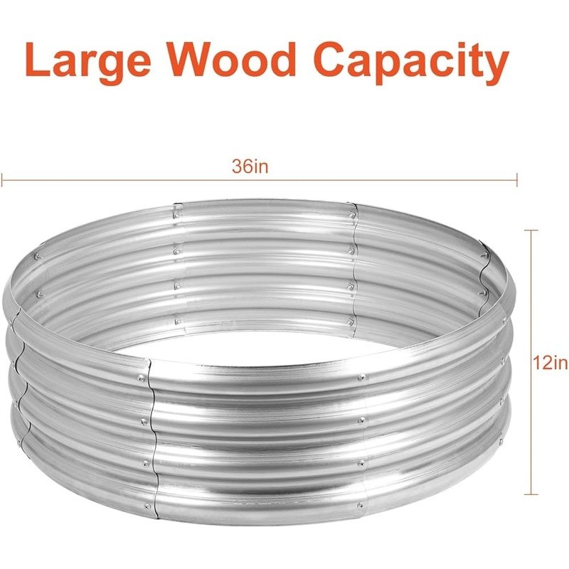 Galvanized Steel Fire Pit Ring 36 Inch Easy Assembly Outdoor Campfire Use