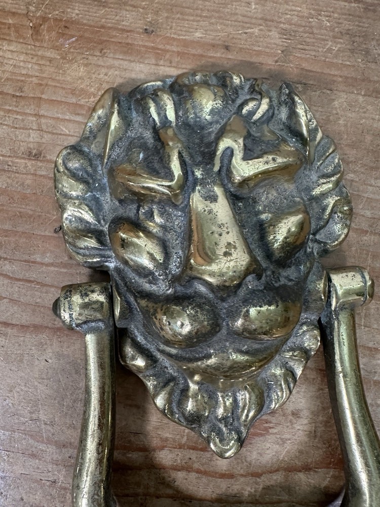 Solid Brass Lion Head Door Knocker – Heavy Vintage Style