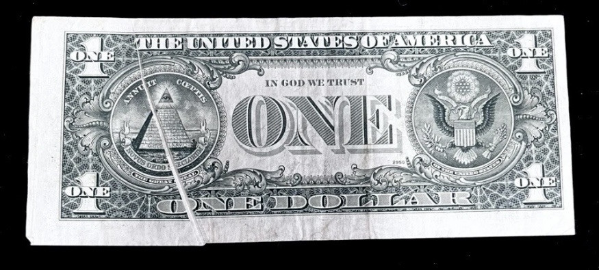 1977-A Error $1 Dollar FRN-Gutter Fold And Off Centered