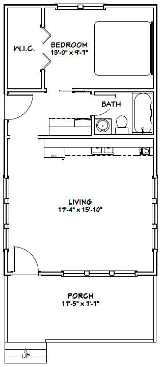 18x32 Tiny House -- 576 sqft -- PDF Floor Plan -- Model 2A