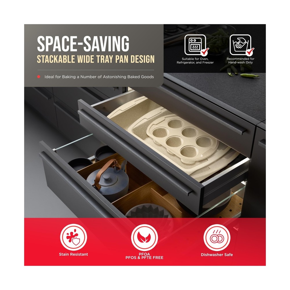 Bakken Swiss - Bakeware Set – 6 Piece – Stackable, Deluxe, Non-Stick