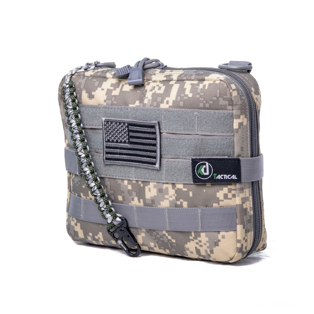 Large Tactical Molle Admin Pouch with Morale Patch and Paracord Tether Super HD