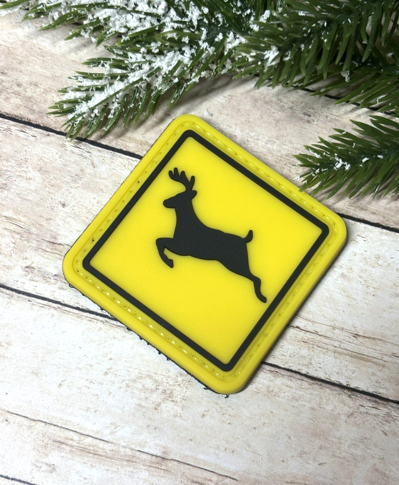 Deer PVC Patch - Tactical Morale Patch - Hunting Deer Crossing Patch - Hook Back